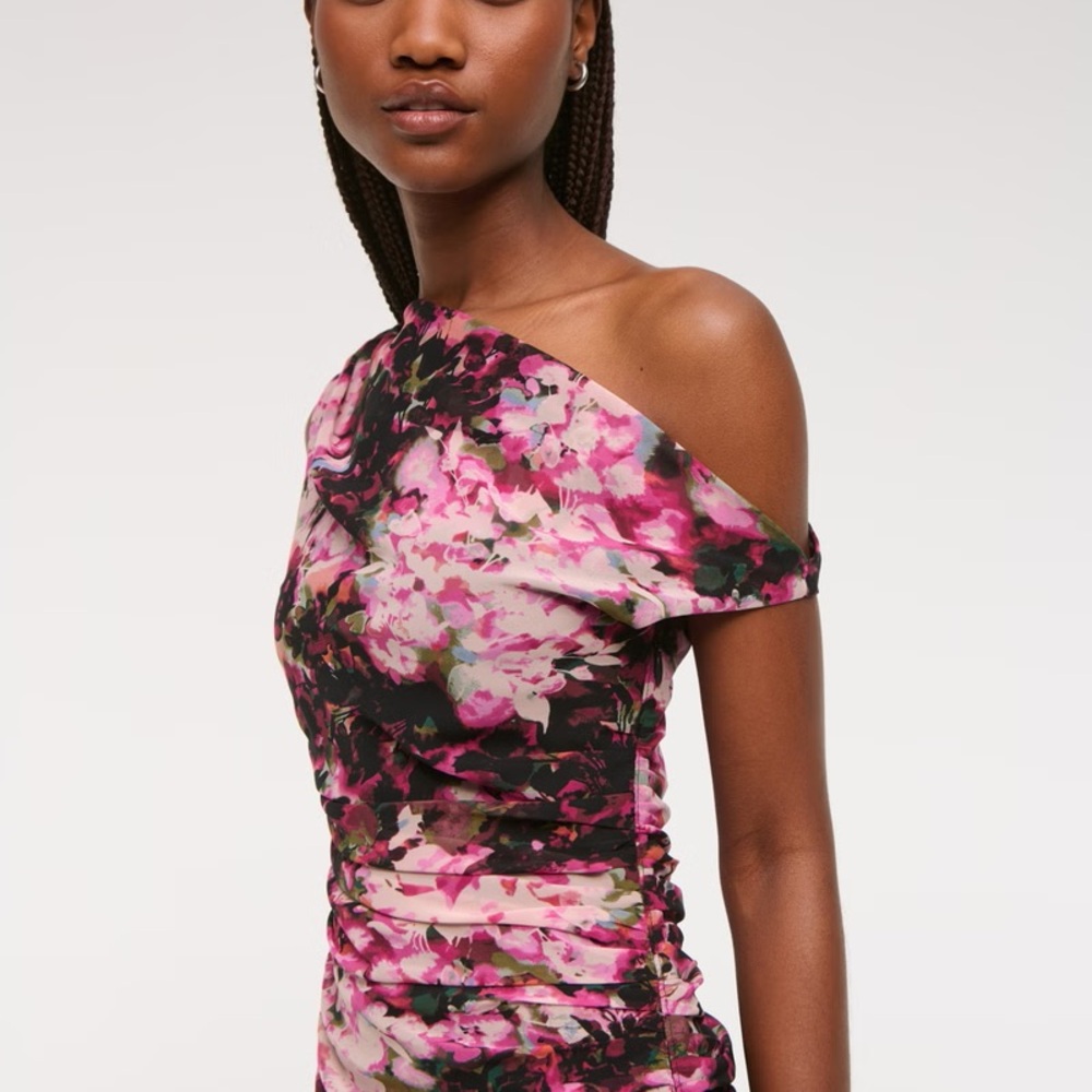 Abercrombie & Fitch Pink and Black Floral Mini Dress Size Medium - Picture 12 of 12